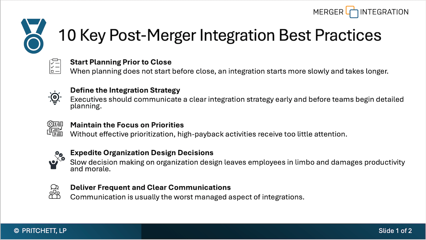 Post-Merger Integration Best Practices